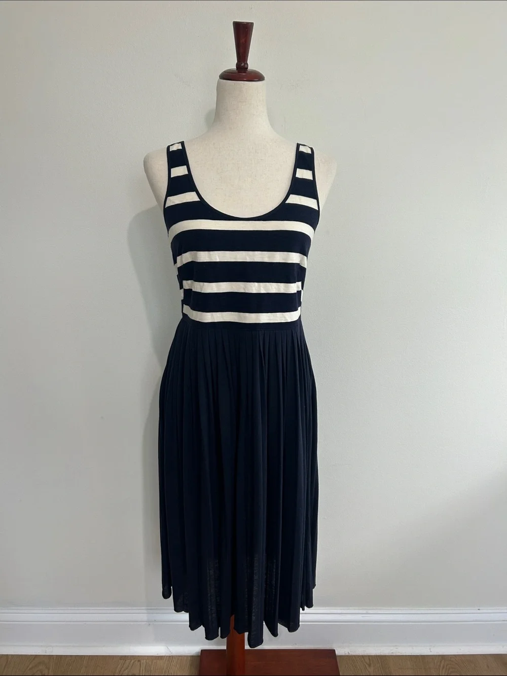 J. Crew Navy and White Striped Tank Midi Dress Size 8
